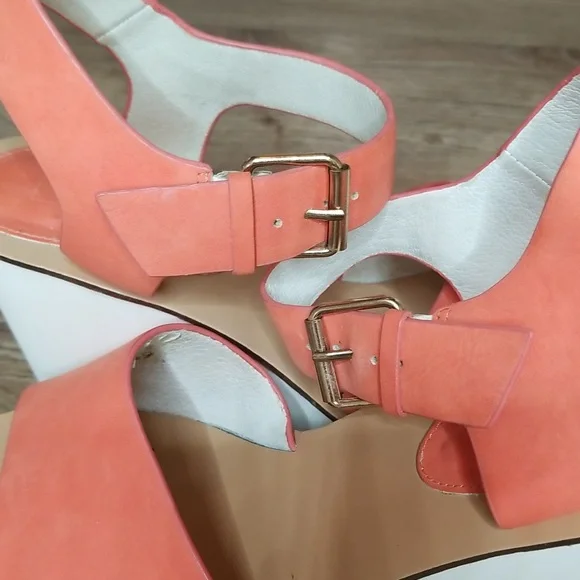 Topshop Womens Coral White Platform Wedge Heel Sandals - Picture 7 of 14